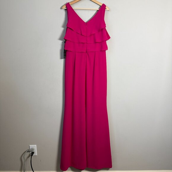Adrianna Papell Ruffle Crepe Maxi Gown Women's 10 Pink Formal Dress Party NWT - Picture 8 of 16